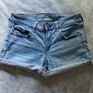American Eagle Light Wash Midi Shorts